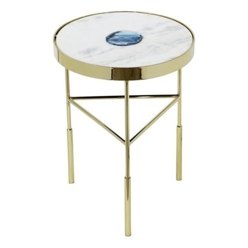 Bassett Mirror Company Delilah Contemporary Accent Table in Gold and Marble