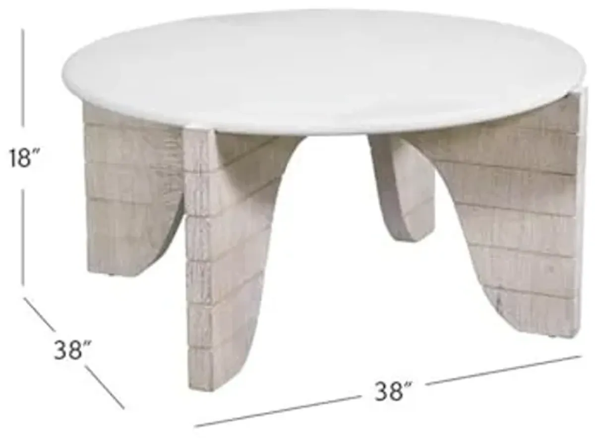 Bali Round Modern Cocktail Table in White Wood