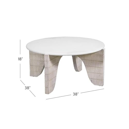 Bali Round Modern Cocktail Table in White Wood