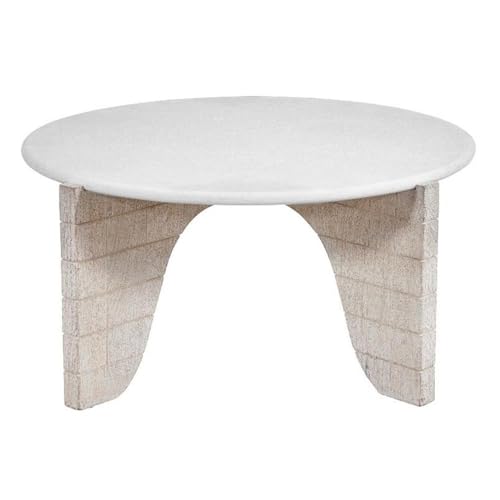 Bali Round Modern Cocktail Table in White Wood