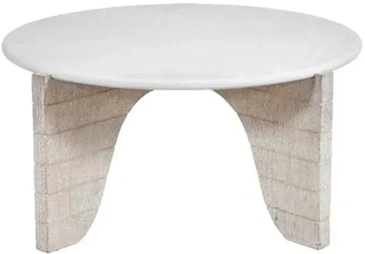Bassett Mirror Company Bali Round Cocktail Table - Mango Wood - White Wash