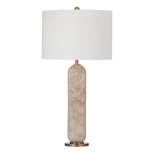 Humboldt Table Lamp in Modern Beige Travertine Stone