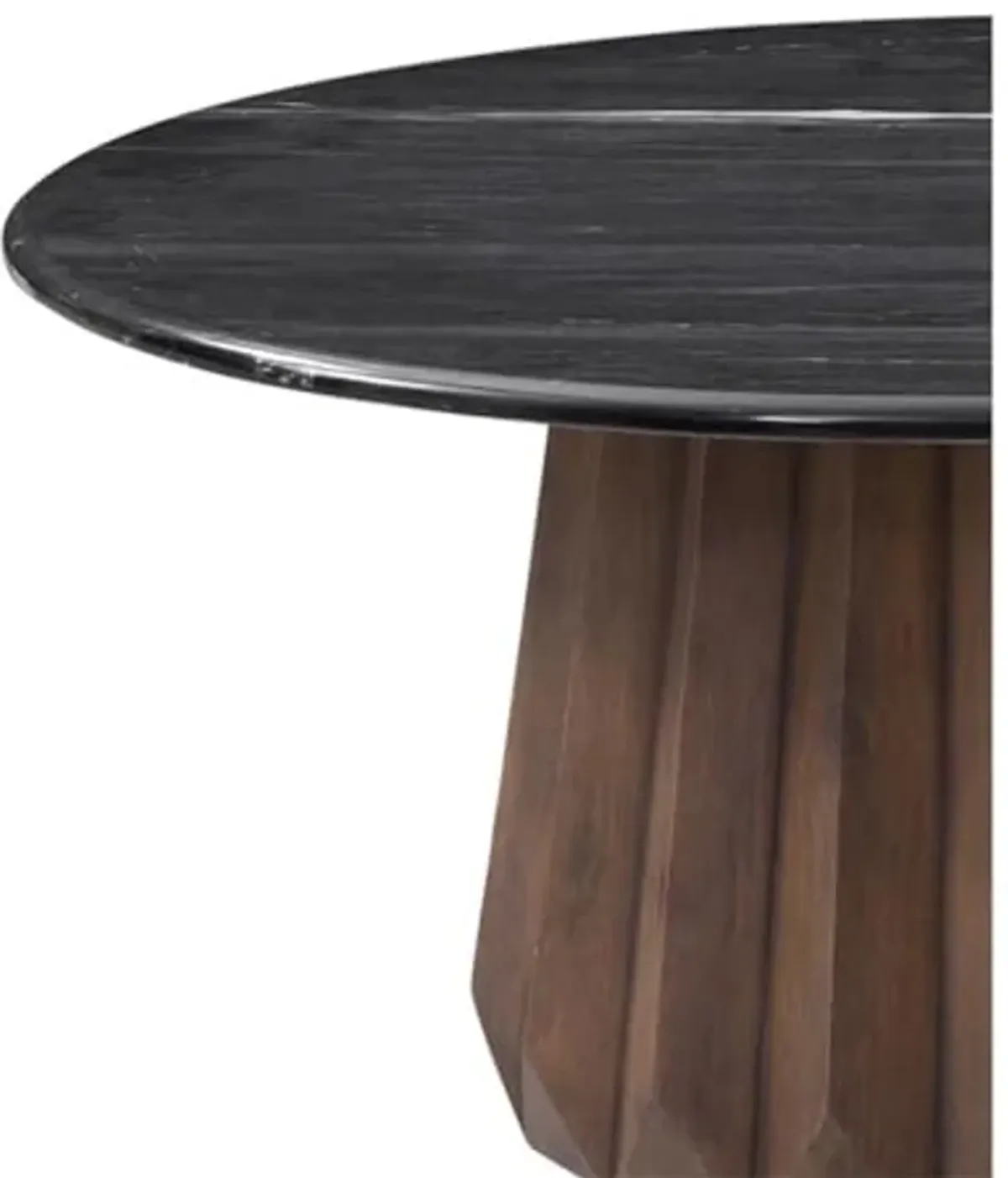 Bassett Mirror Company Jennings Nesting Small Cocktail Table in Modern Black Marble and Natural Wood