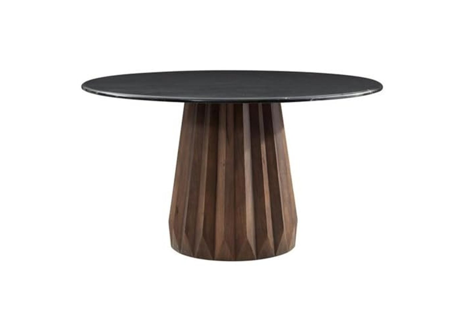 Bassett Mirror Company Jennings Modern Dining Table in Black Marble and Natural Wood