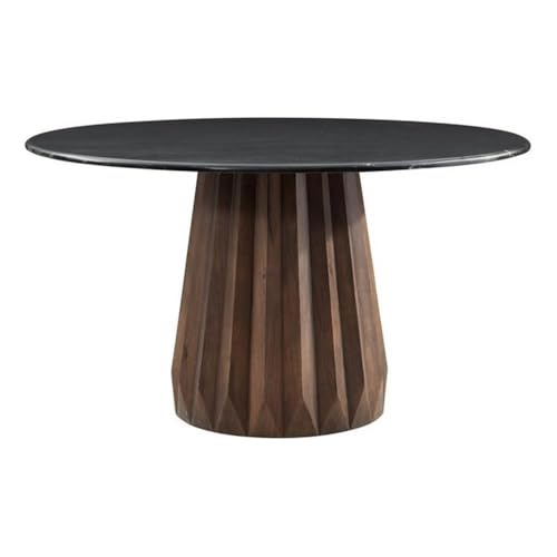 Bassett Mirror Company Jennings Modern Dining Table in Black Marble and Natural Wood