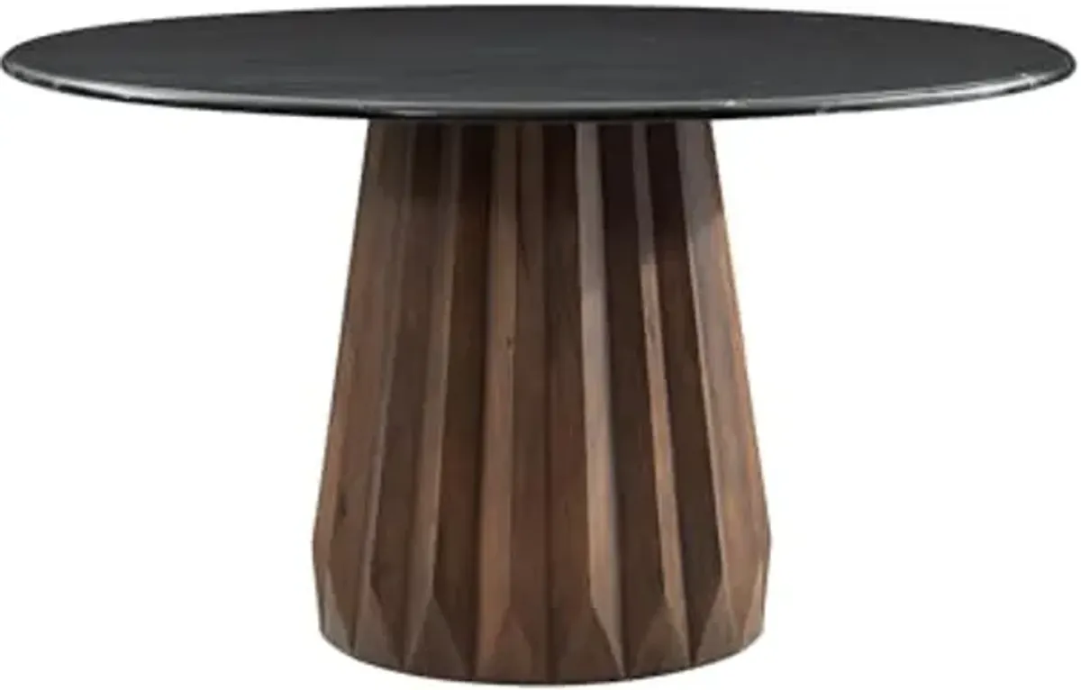 Bassett Mirror Company Jennings Modern Dining Table in Black Marble and Natural Wood