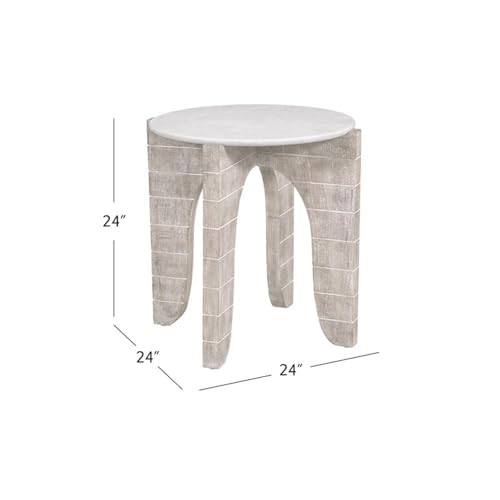 Bassett Mirror Company Bali Coastal Modern Round End Table in White Wood