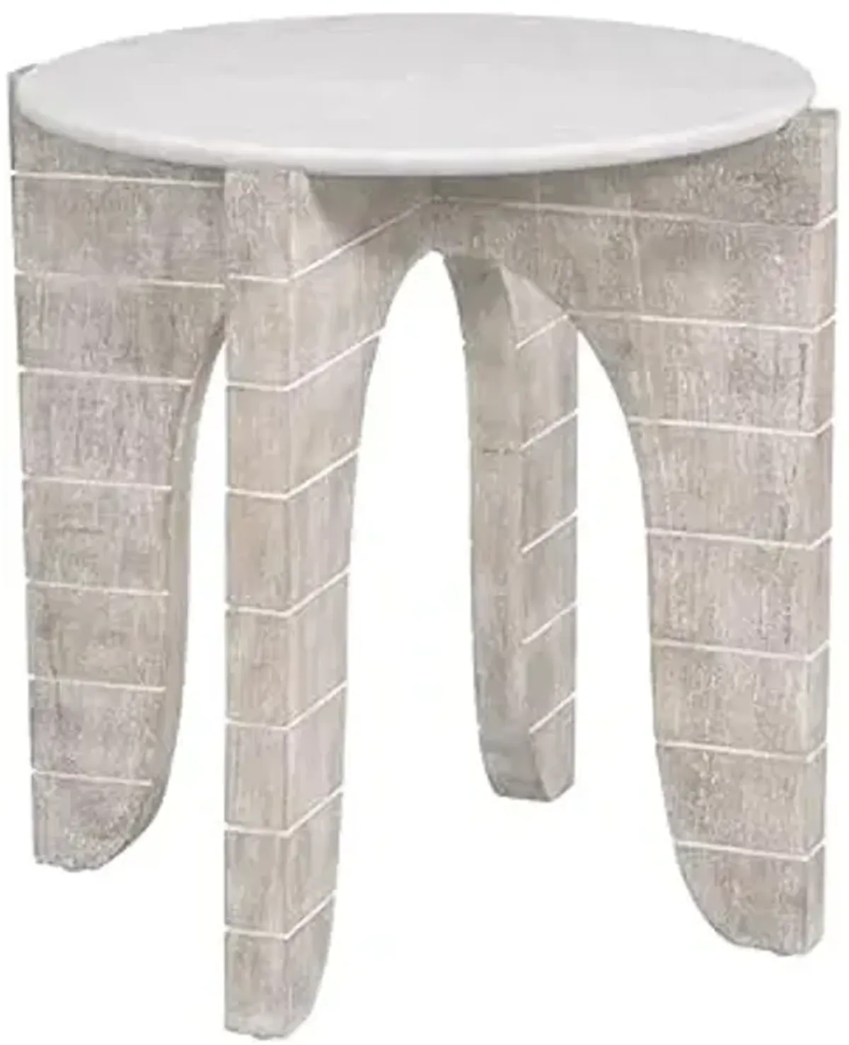 Bassett Mirror Company Bali Round End Table - Mango Wood - White Wash
