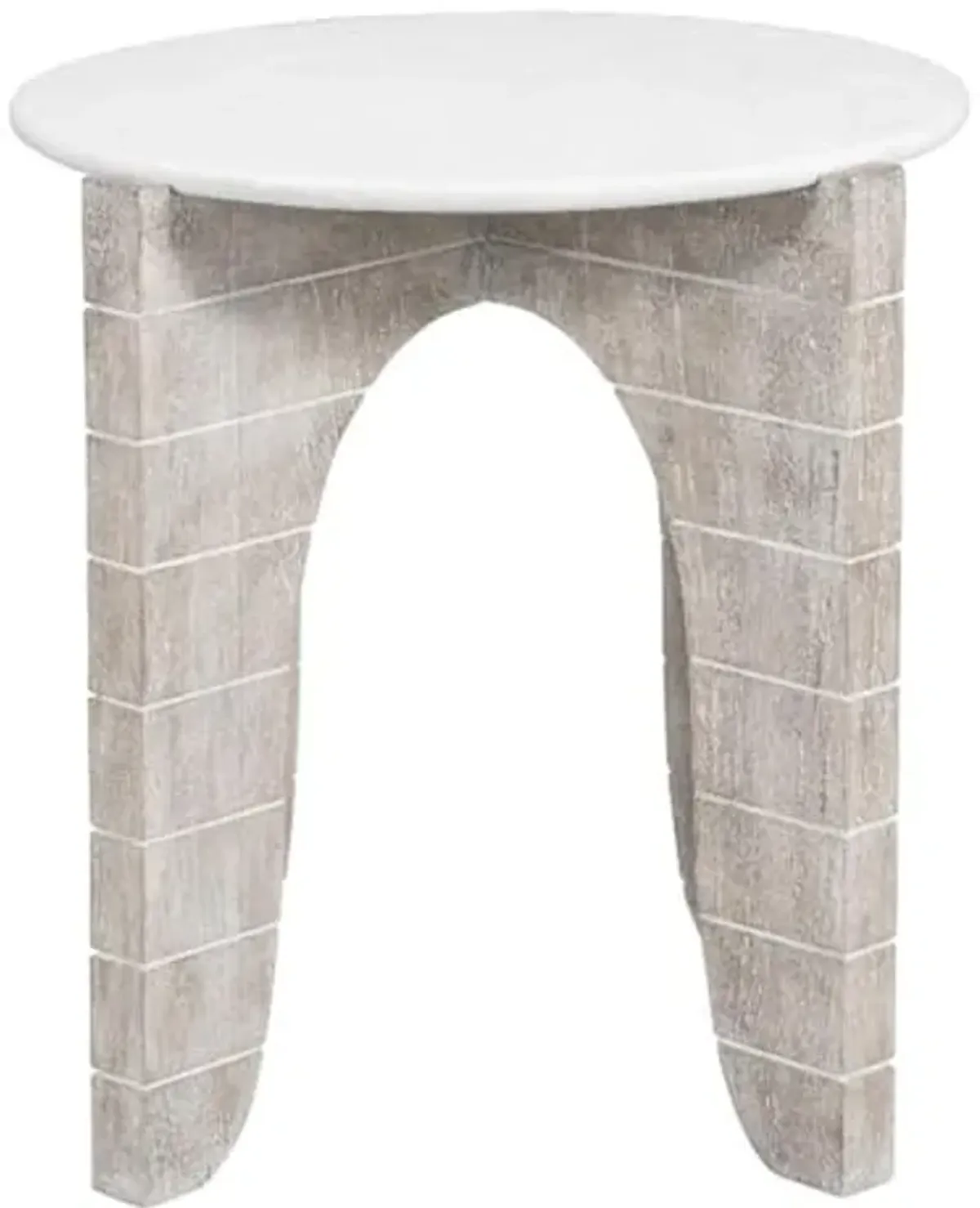 Bassett Mirror Company Bali Coastal Modern Round End Table in White Wood