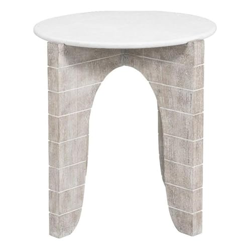 Bassett Mirror Company Bali Coastal Modern Round End Table in White Wood