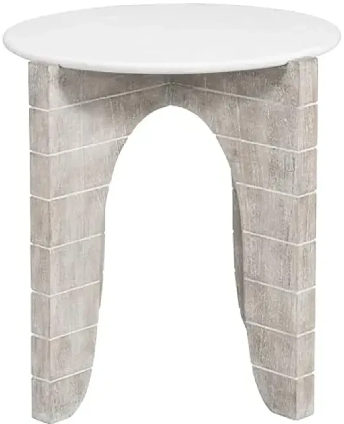 Bassett Mirror Company Bali Round End Table - Mango Wood - White Wash