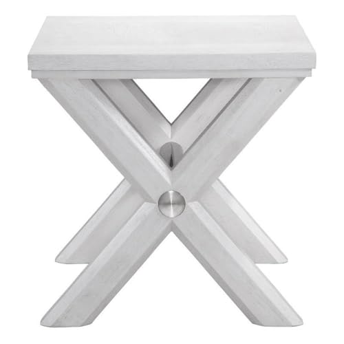 Bassett Mirror Company Nadine White Modern Contemporary Coastal Wood End Table