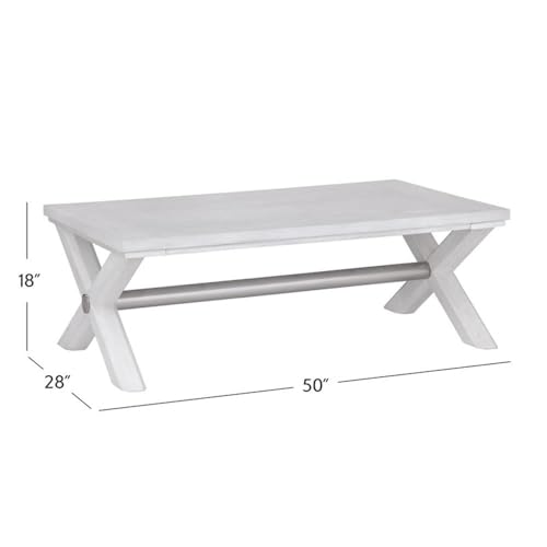 Bassett Mirror Company Nadine Coastal Contemporary Cocktail Table in White Wood