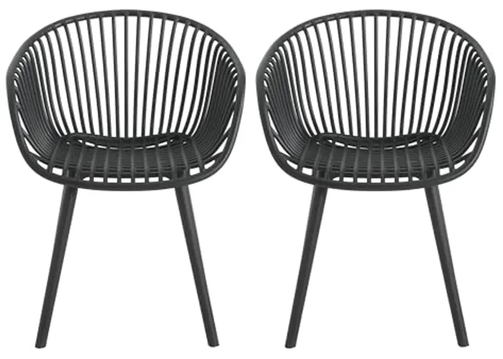 Christopher Knight Home Modern Accent Chair–Black Outdoor Patio Chairs Set of 2 – Lounge Chairs for Balcony or Garden – Weave Design – Stylish and Comfortable Seating for Backyard or Terrace