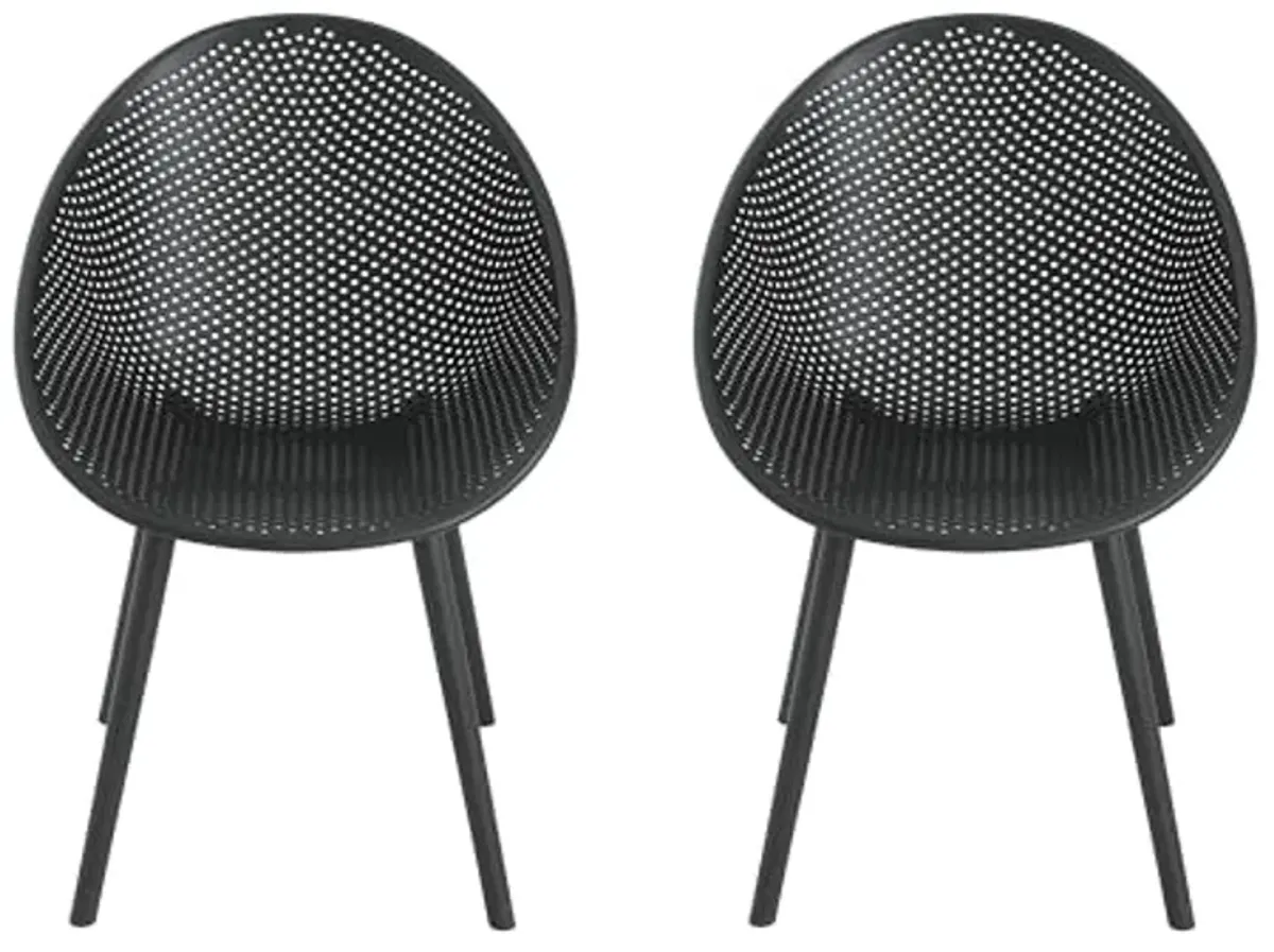 Christopher Knight Home Black Lounge Chairs Set of 2 – Modern Accent Chairs-Resistant Patio Chairs with Mesh Design for Garden, Balcony, or Backyard – Sleek and Comfortable Seating for Outdoor Spaces