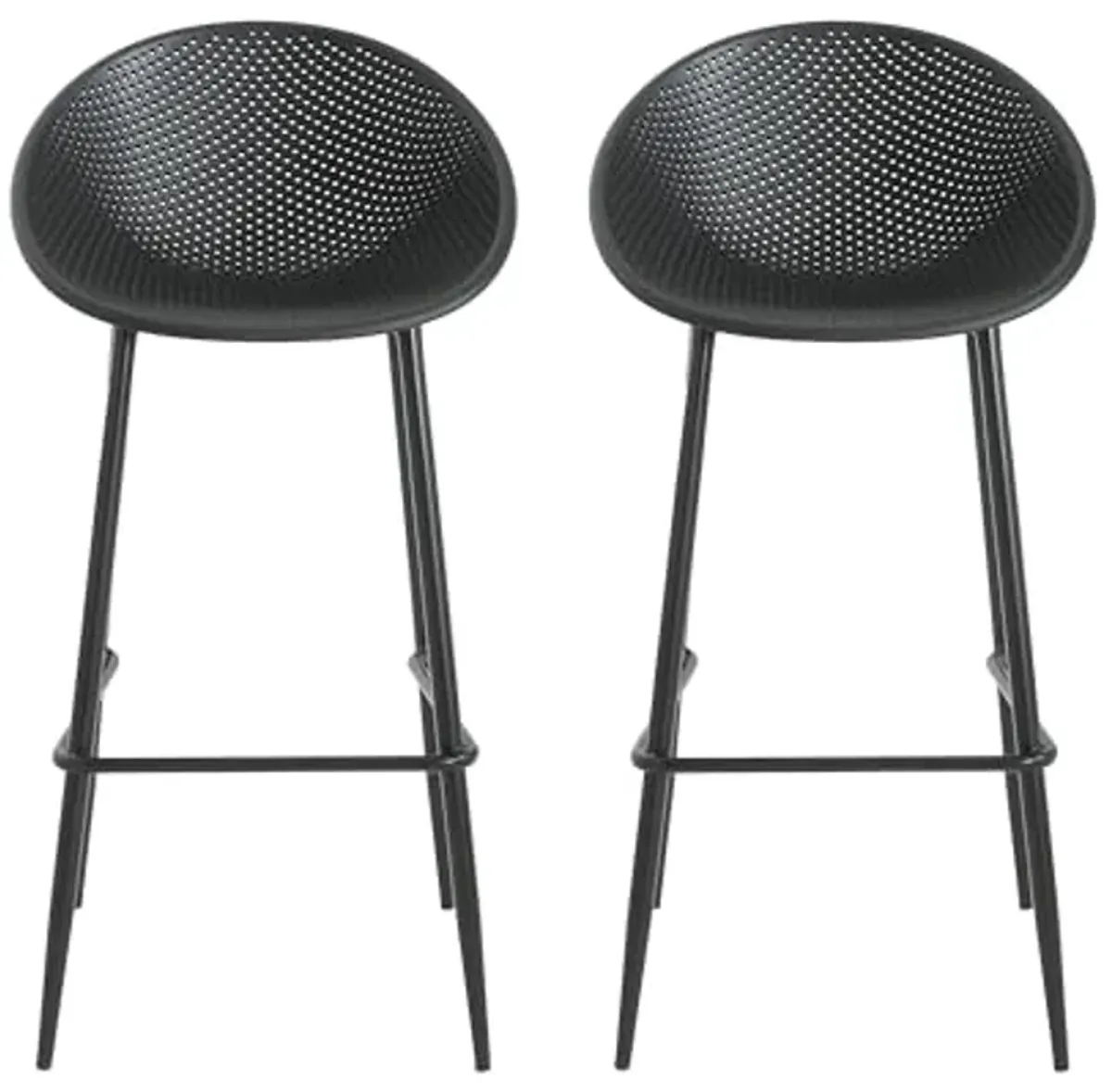 Christopher Knight Home Modern Black Barstools Set of 2 – Minimalist Outdoor Seating– Lightweight Patio Chairs with Mesh Design for Garden, Balcony, or Backyard