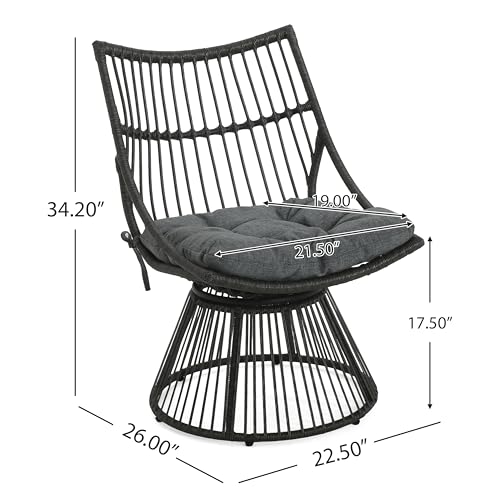 Christopher Knight Home Caryl Outdoor Wicker Club Chair with Water Resistant Cushion, Grey