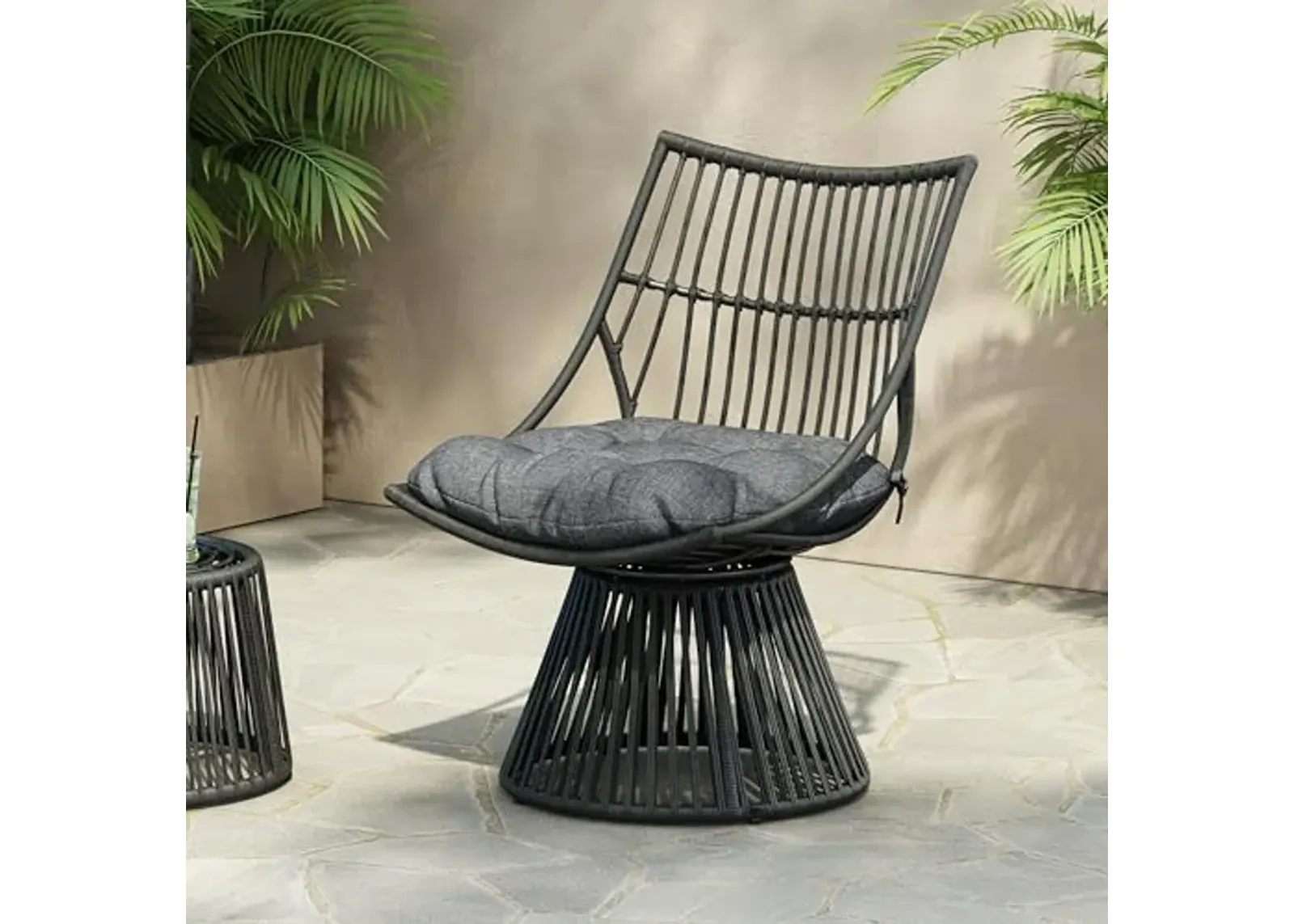 Christopher Knight Home Outdoor Grey Wicker Chair,Patio Furniture Set,Rattan Club Chair, with Water Resistant Cushion for Garden, Balcony, or Backyard