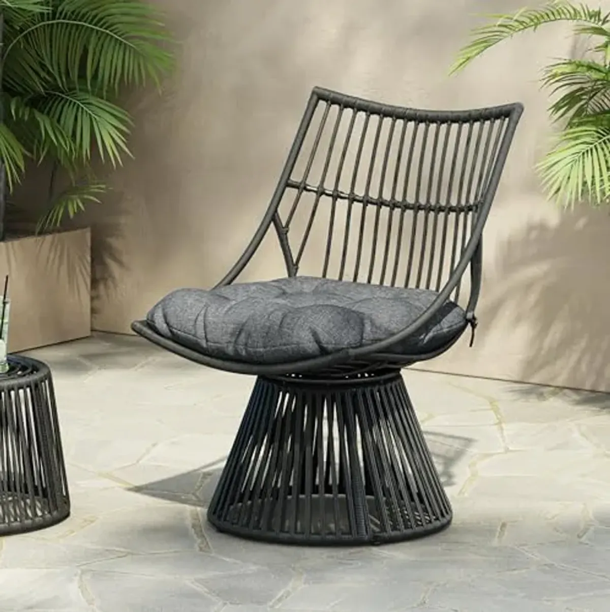 Christopher Knight Home Outdoor Grey Wicker Chair,Patio Furniture Set,Rattan Club Chair, with Water Resistant Cushion for Garden, Balcony, or Backyard