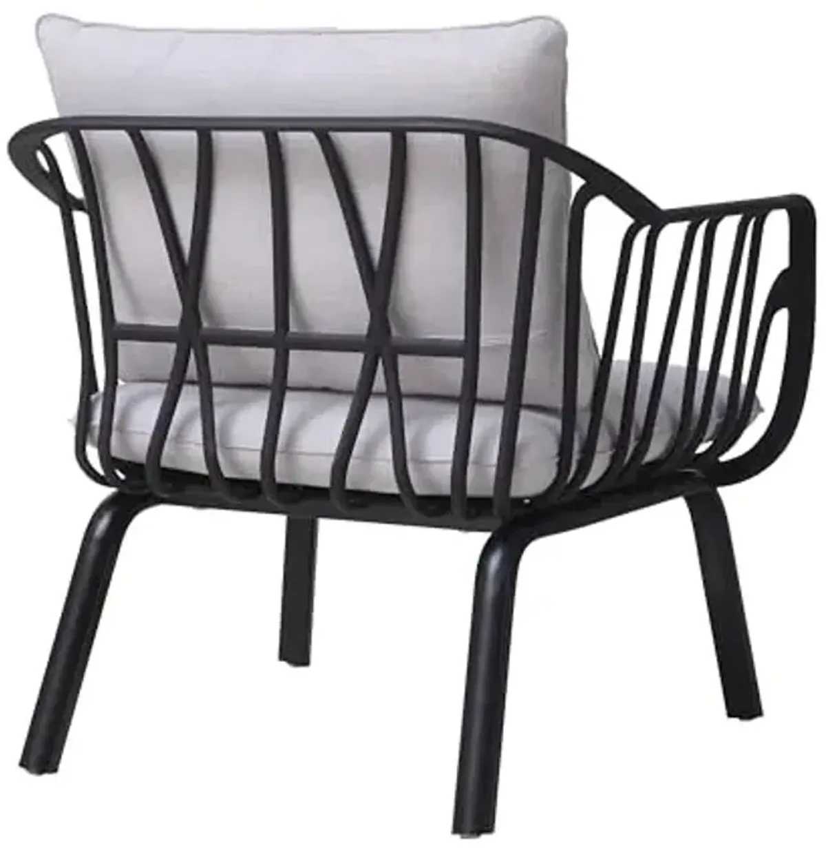 Christopher Knight Home Outdoor Club Chair, Arm Chairs with Cushions, Modern Patio Basket Bucket Seating, Black Basket Weave Chair Sets for Poolside Patio, Plastic Club Chairs Set of 2, Grey