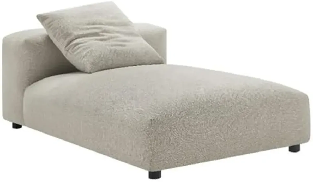 Modway Solace Modular Chaise Lounge Chair in Linen - Oversized Chaise Lounge Indoor with Fabric Upholstery and Pillow - Comfy Chaise Sofa - Modern Armless Chaise Couch for Living Room