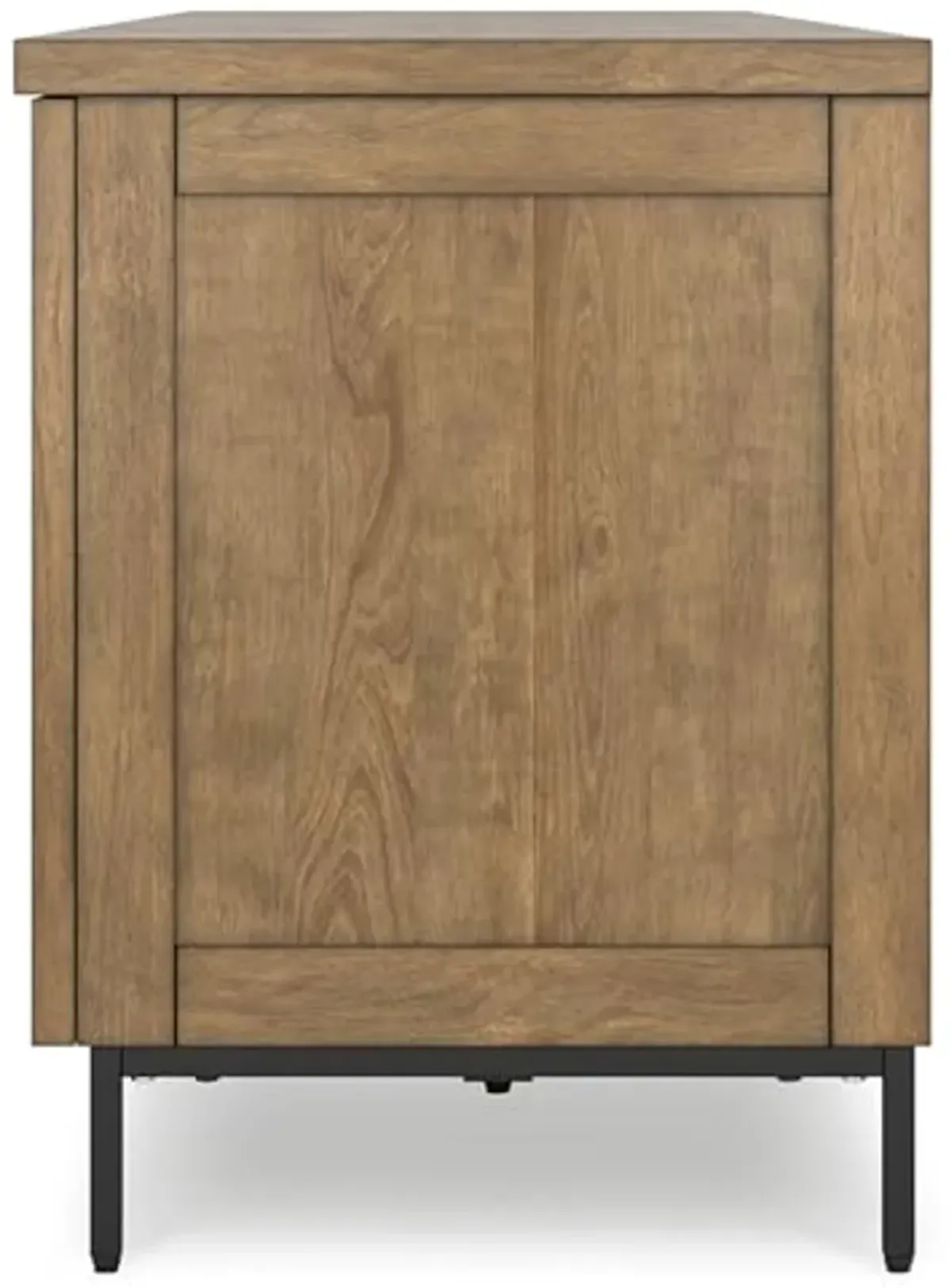 Signature Design by Ashley Torlanta Contemporary 72" TV Stand for TVs up to 82" with Adjustable Shelves, Cabinets and Cord Openings, Light Brown