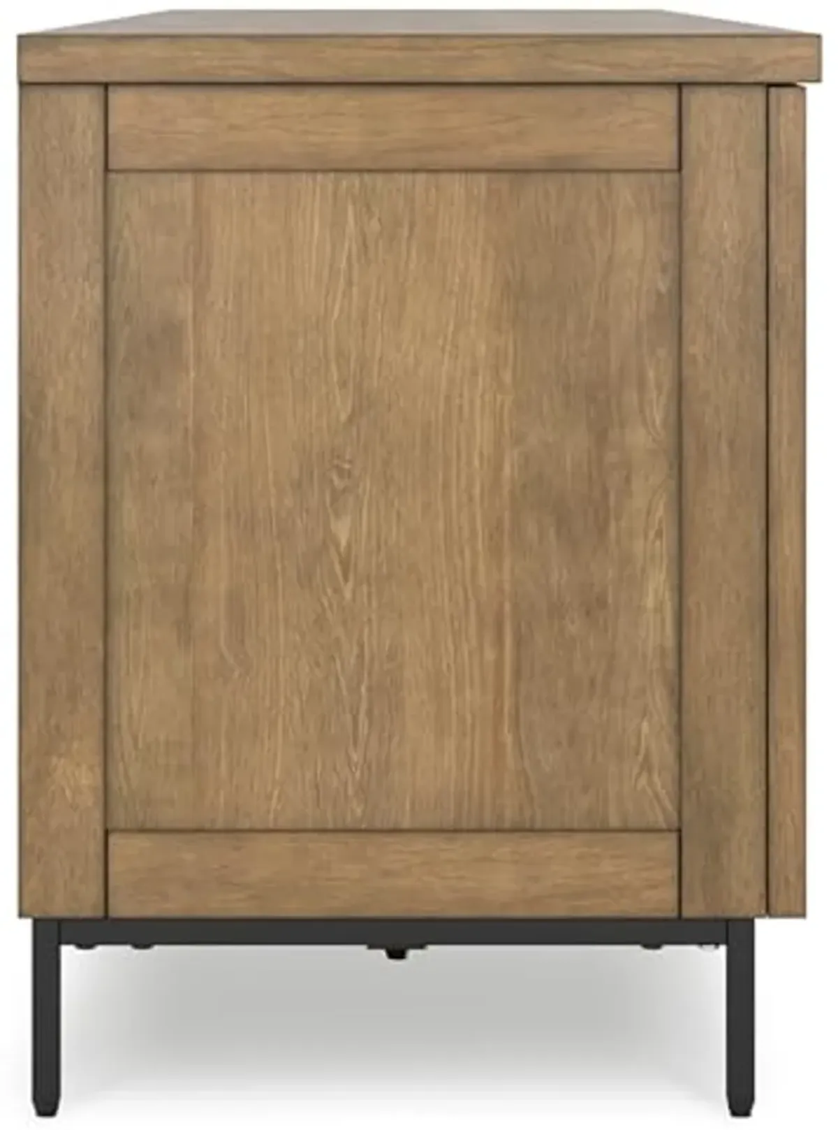 Signature Design by Ashley Torlanta Contemporary 72" TV Stand for TVs up to 82" with Adjustable Shelves, Cabinets and Cord Openings, Light Brown