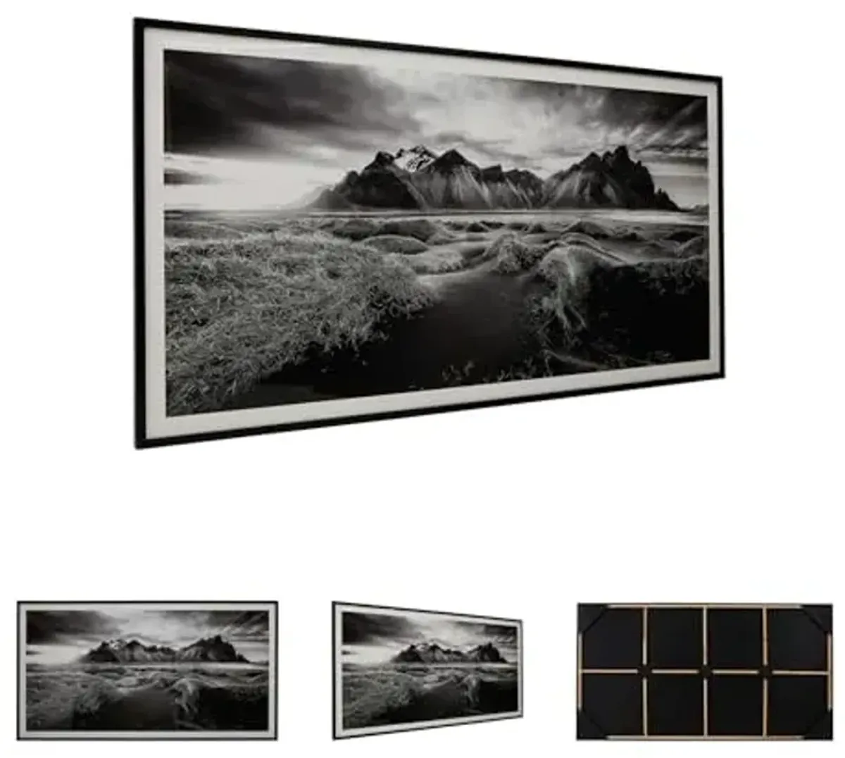 Signature Design by Ashley Delstone Contemporary Rectangular Landscape Framed Print Wall Art, 87 x 46 Inches, Black & White