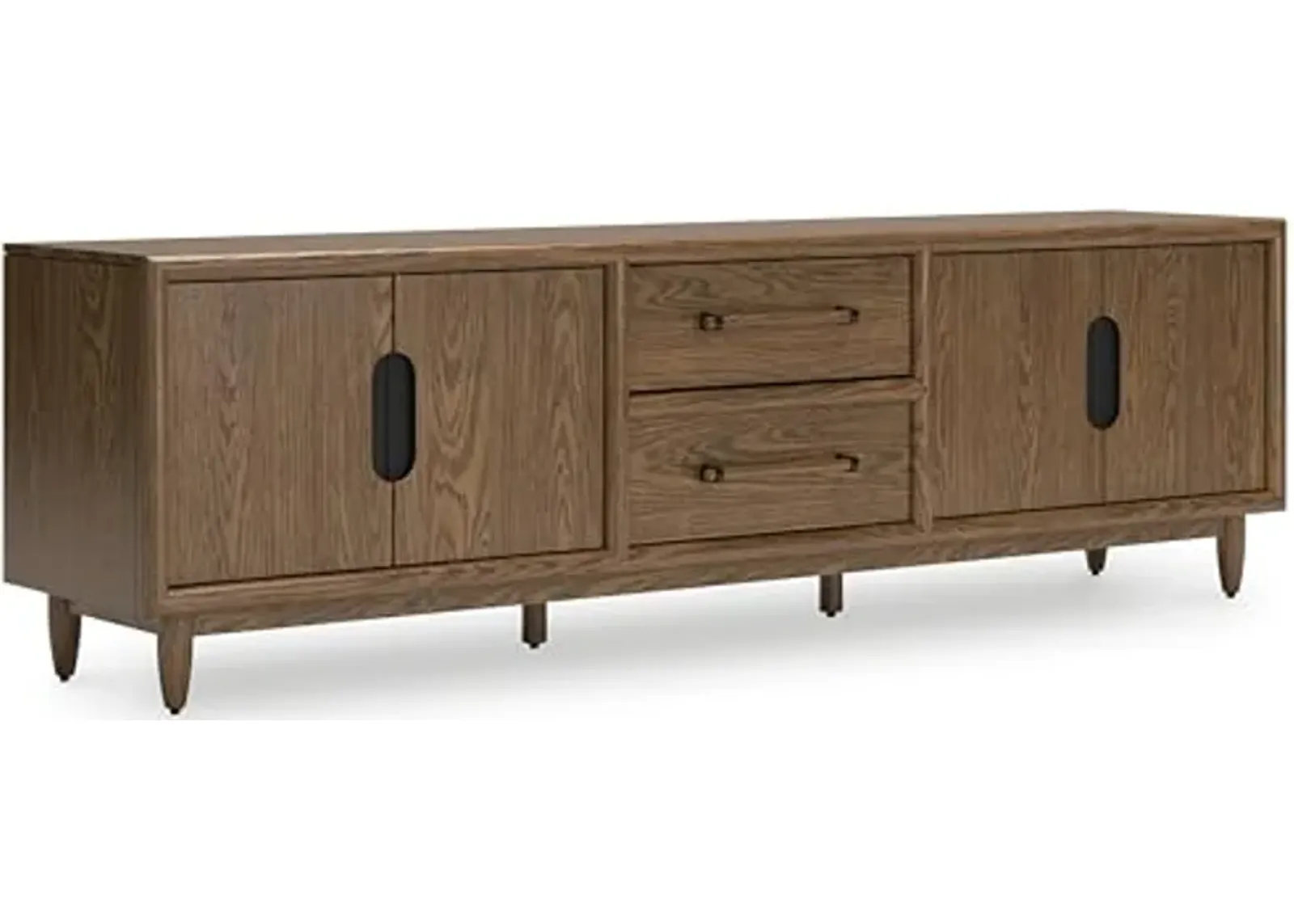 Signature Design by Ashley Roanhowe Contemporary 85" TV Stand for TVs up to 97" with Adjustable Shelves, Drawers, Cabinets and Cord Openings, Dark Brown