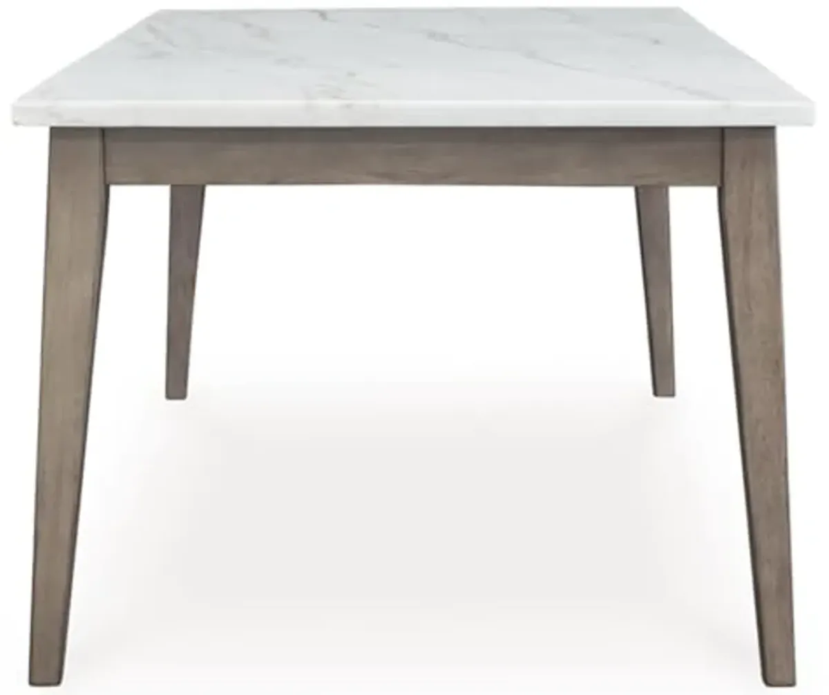 Signature Design by Ashley Loyaska Casual Marble Tabletop Dining Table with 4 Legs, White & Light Brown