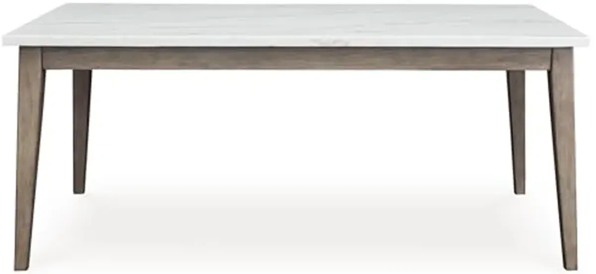 Signature Design by Ashley Loyaska Casual Marble Tabletop Dining Table with 4 Legs, White & Light Brown