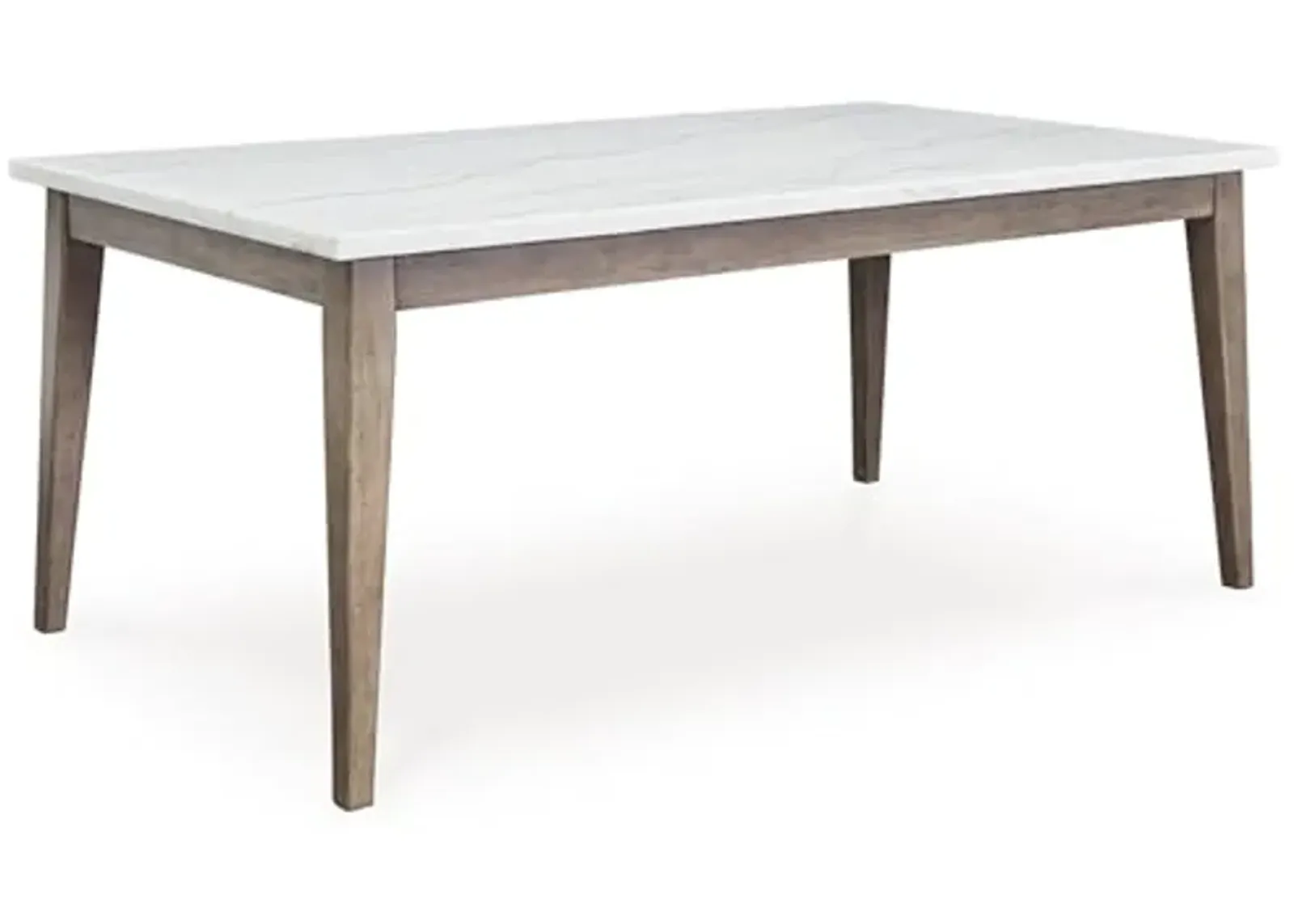 Signature Design by Ashley Loyaska Casual Marble Tabletop Dining Table with 4 Legs, White & Light Brown