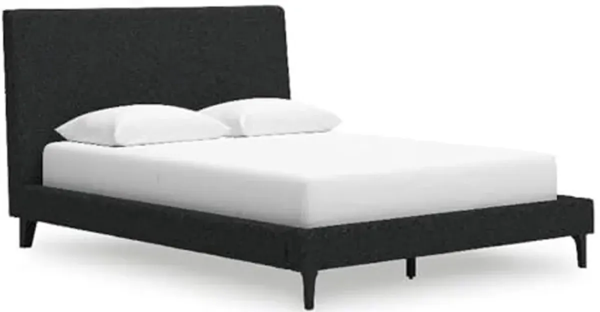 Ashley Furniture Cadmori Black Queen Upholstered Bed with Roll Slats