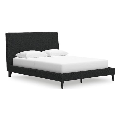 Ashley Furniture Cadmori Black Queen Upholstered Bed with Roll Slats