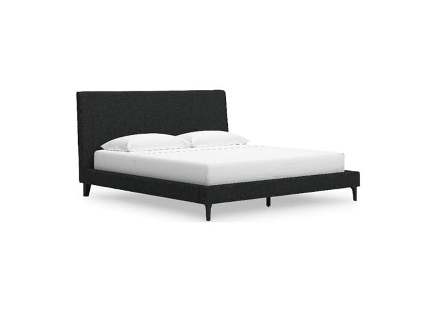 Ashley Furniture Cadmori Black King Upholstered Bed with Roll Slats