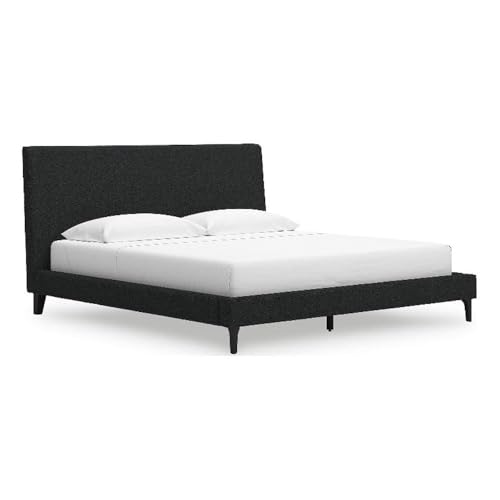 Ashley Furniture Cadmori Black King Upholstered Bed with Roll Slats