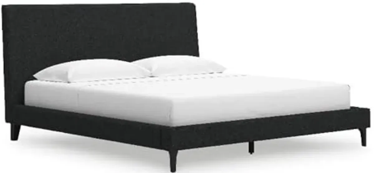 Ashley Furniture Cadmori Black King Upholstered Bed with Roll Slats