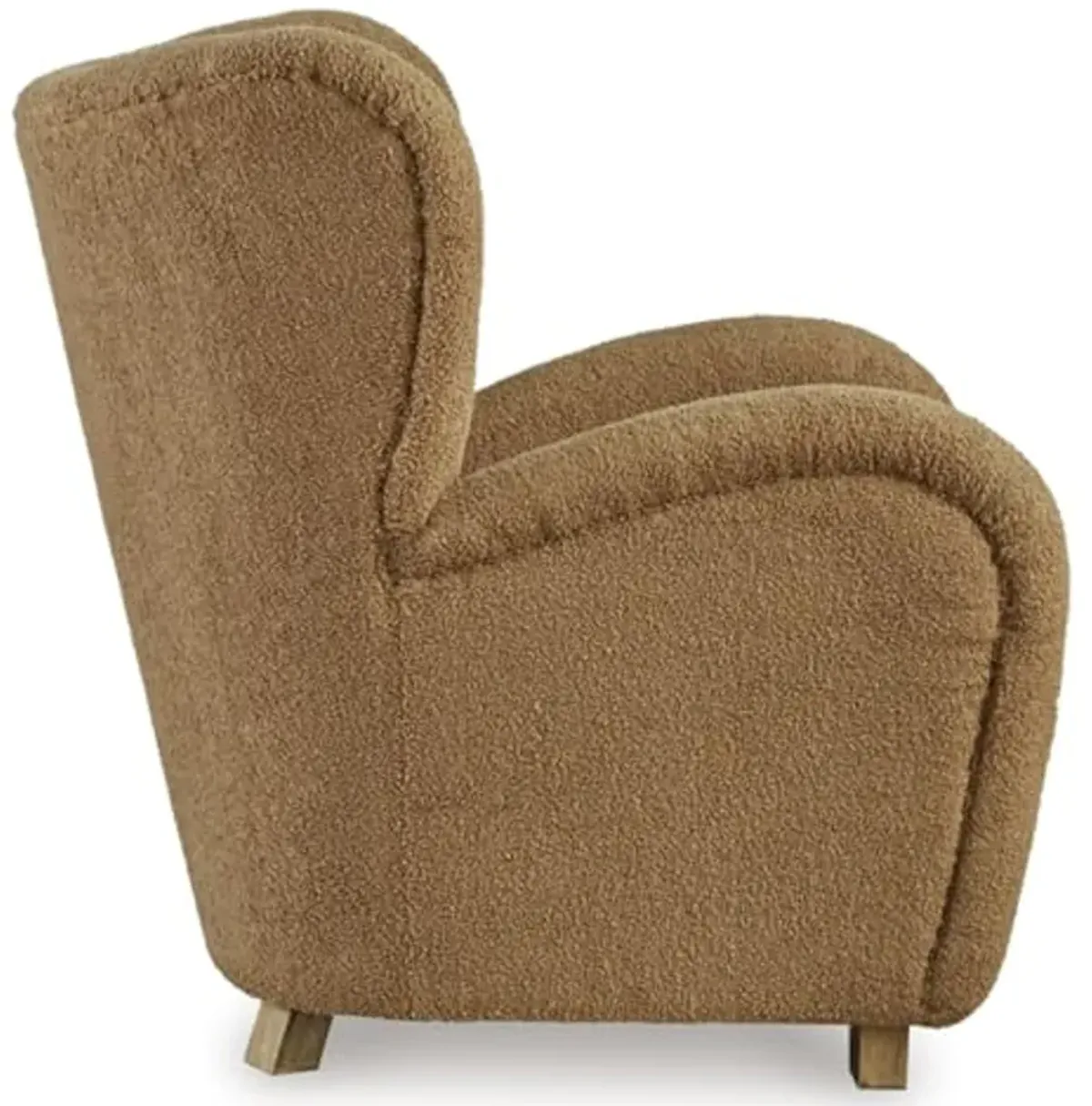 Signature Design by Ashley Larbell Contemporary Faux Shearling Tufted Upholstered Accent Chair with Wingback, Light Brown