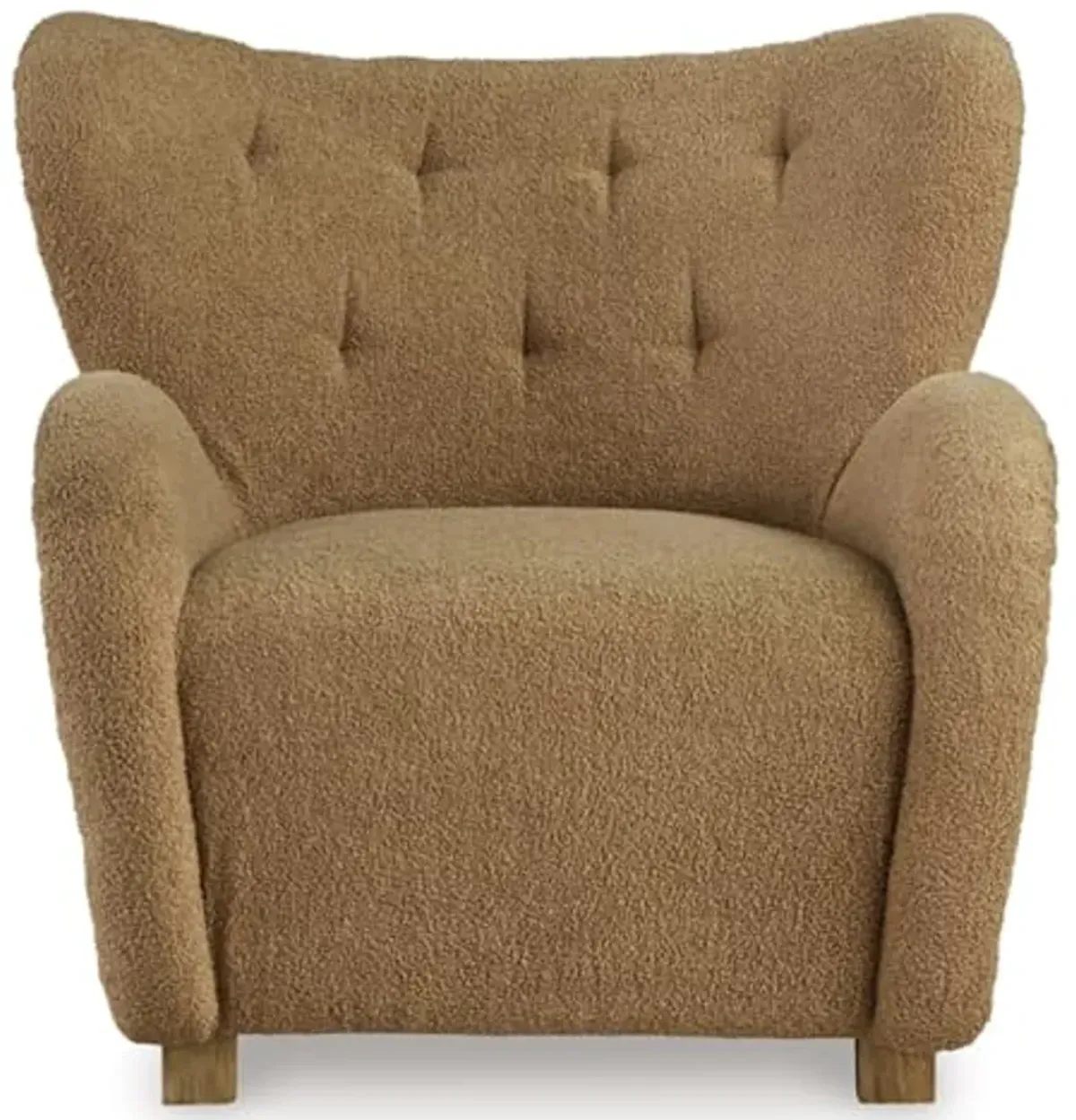 Signature Design by Ashley Larbell Contemporary Faux Shearling Tufted Upholstered Accent Chair with Wingback, Light Brown