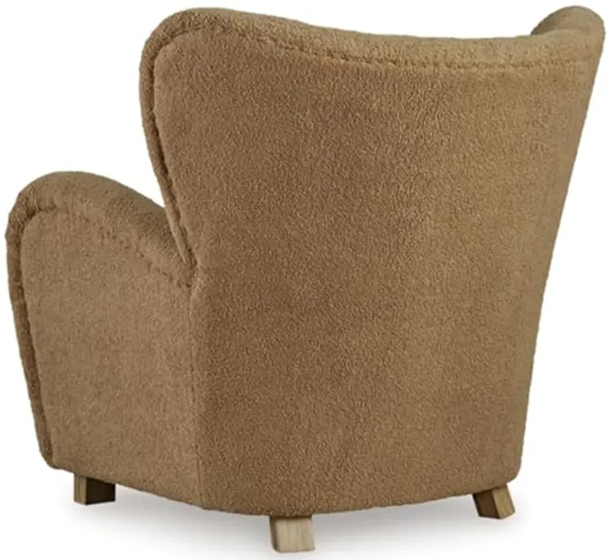 Signature Design by Ashley Larbell Contemporary Faux Shearling Tufted Upholstered Accent Chair with Wingback, Light Brown