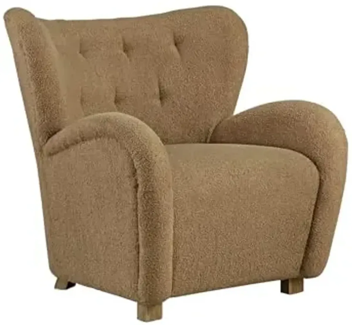 Signature Design by Ashley Larbell Contemporary Faux Shearling Tufted Upholstered Accent Chair with Wingback, Light Brown