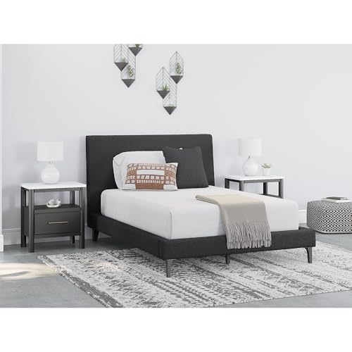 Ashley Furniture Cadmori Black Full Upholstered Bed with Roll Slats