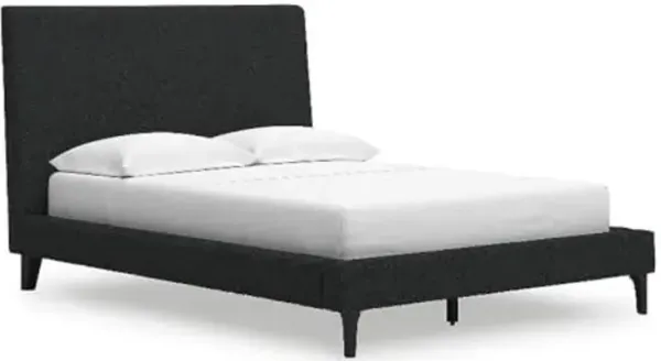 Signature Design by Ashley Cadmori Casual Full Upholstered Bed with Roll Slats, No Box Spring Needed, Black