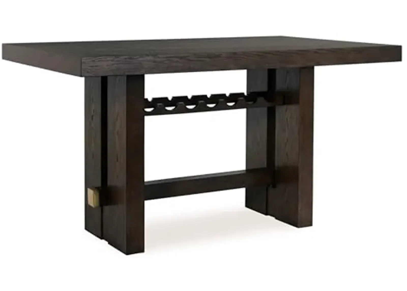 Signature Design by Ashley Burkhaus Contemporary Counter Height Dining Table with Double-Pedestal Base and Wine Rack, Dark Brown