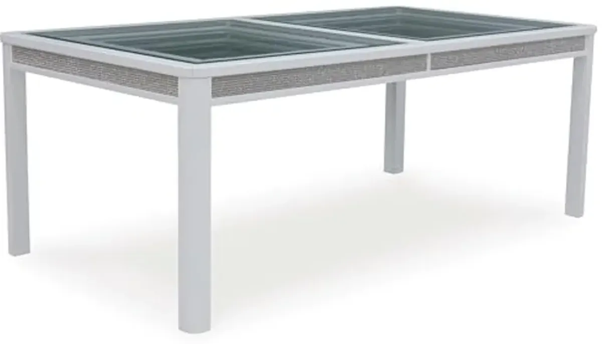 Signature Design by Ashley Chalanna Contemporary Dining Extension Table with 4 Legs and Rhinestone Accent Trim, White