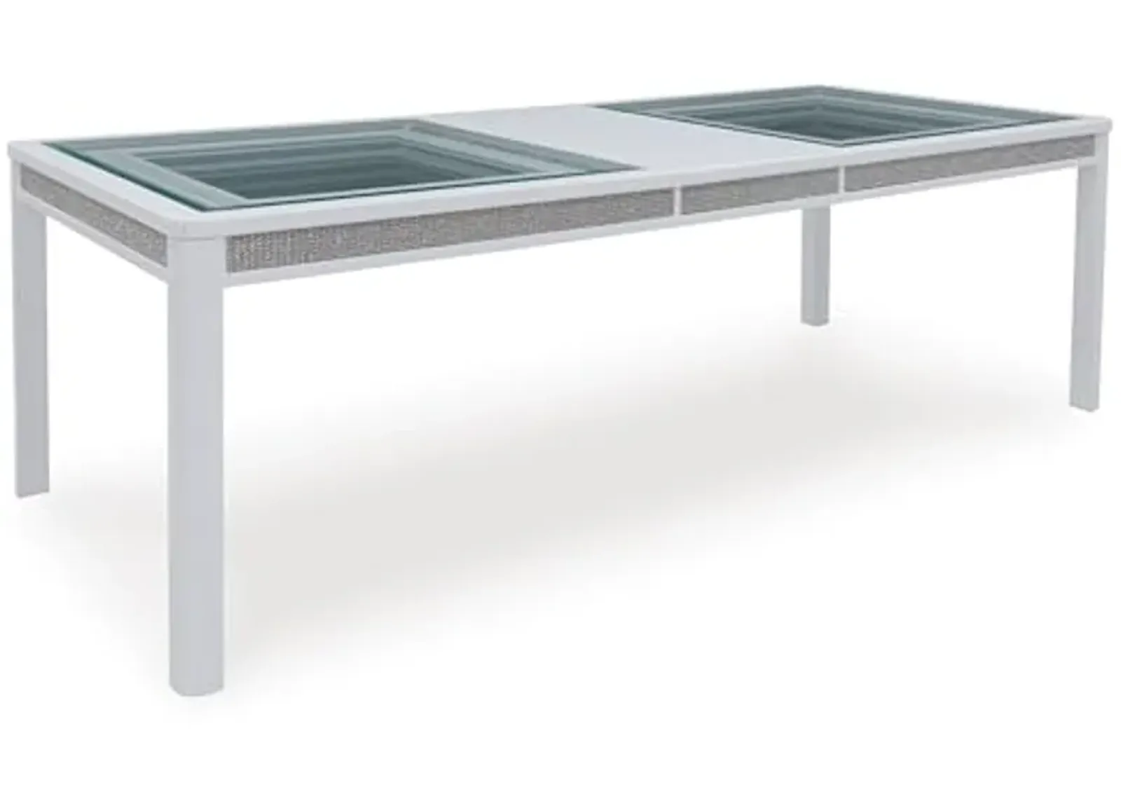 Signature Design by Ashley Chalanna Contemporary Dining Extension Table with 4 Legs and Rhinestone Accent Trim, White