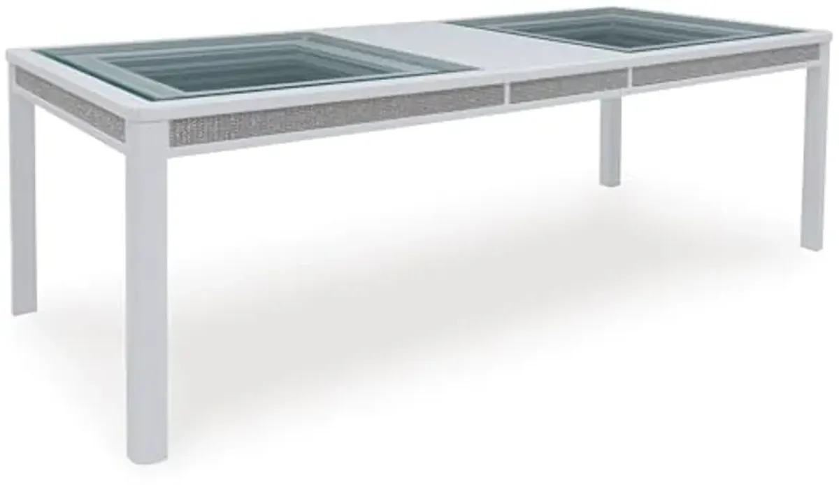 Signature Design by Ashley Chalanna Contemporary Dining Extension Table with 4 Legs and Rhinestone Accent Trim, White