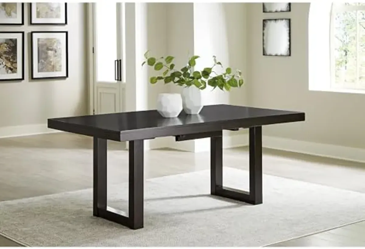 Signature Design by Ashley Neymorton Contemporary Dining Extension Table with Sled Base, Dark Brown