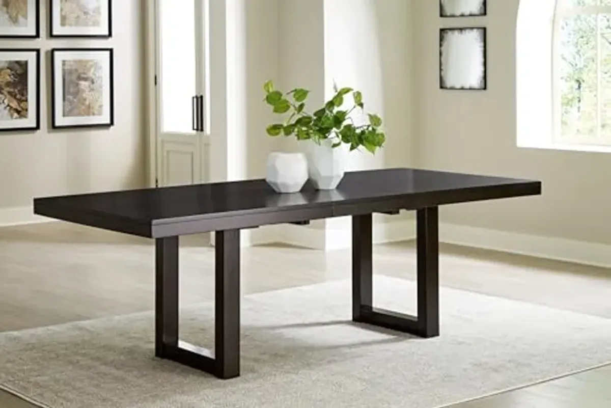 Signature Design by Ashley Neymorton Contemporary Dining Extension Table with Sled Base, Dark Brown