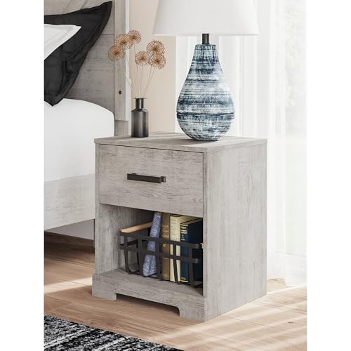 Signature Design by Ashley Shawburn 1 Drawer Nightstand, Whitewash